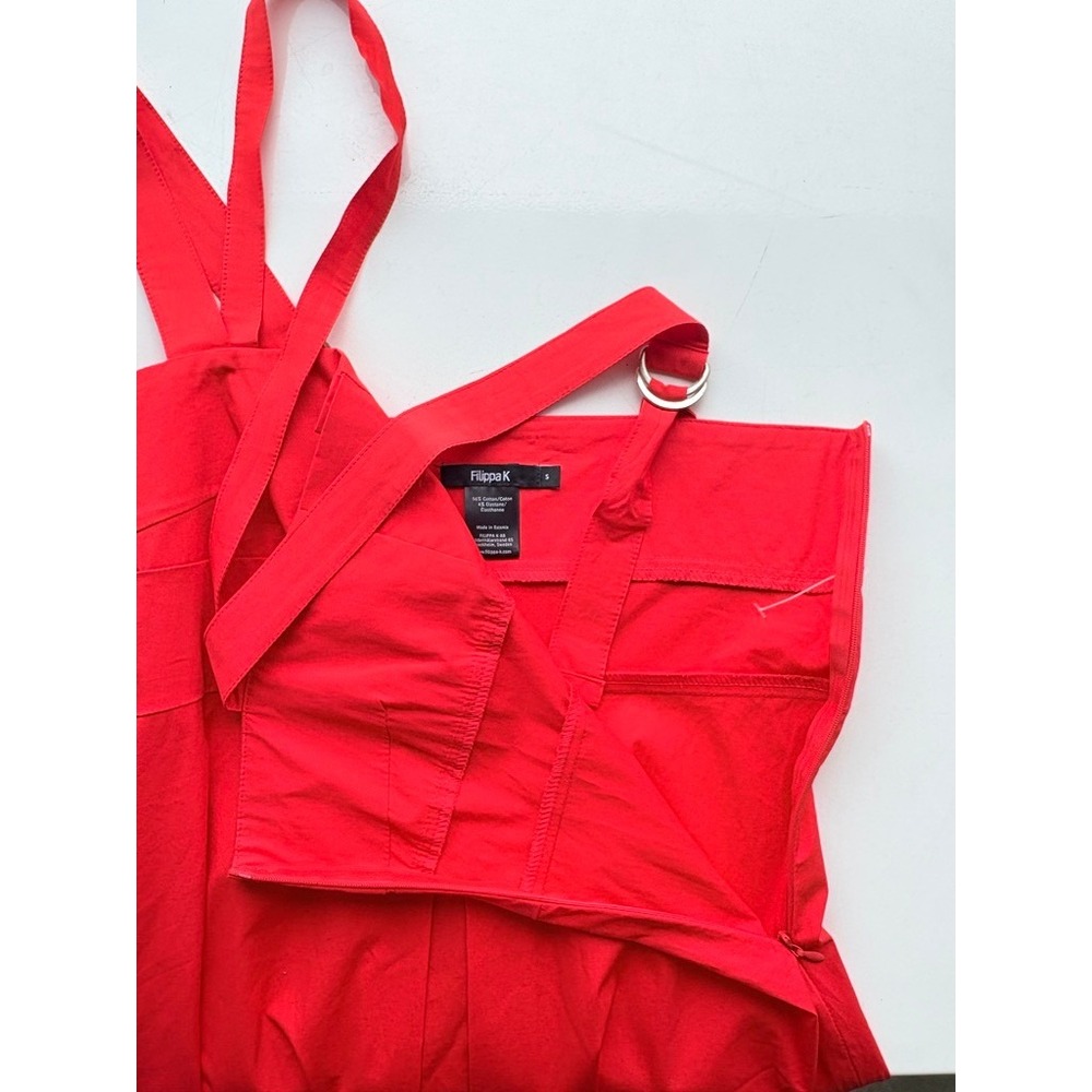 Filippa K Cherry Red Halter Pinup Neck Fit and Flare Cotton Stretch Dress Size S - Picture 3 of 5